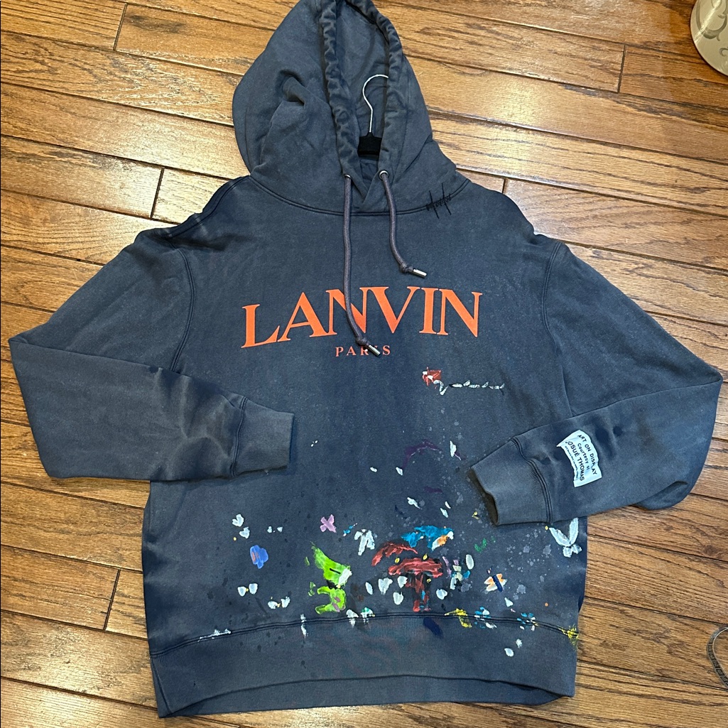 Lanvin Gallery Dept Dark Blue Hoodie W Splatter Paint Med